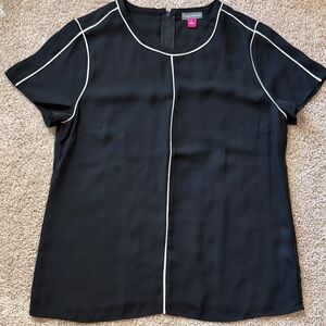 Vince Camuto Black Blouse with White Piping